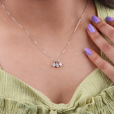 Three Stone Round Cut Diamond Necklace